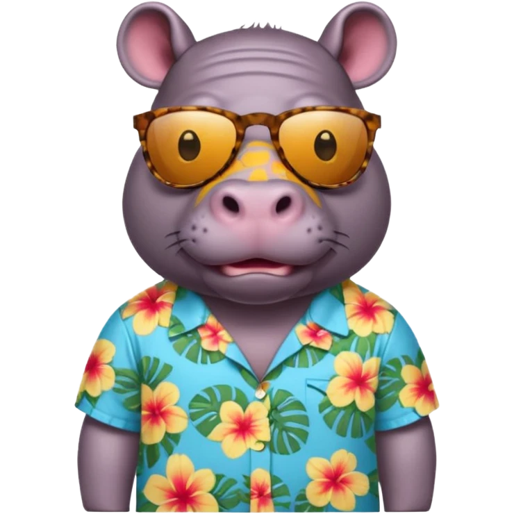hippo with aloha shirt wearing sunglasses emoji
