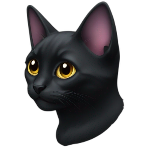 Small ears, black cat emoji