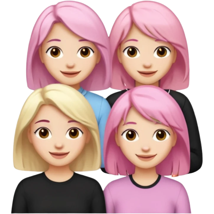 Girlfriend emoji - 5 white girlfriends, 1 with pale pink hair, 2 with black hair, 1 with medium blonde hair  emoji