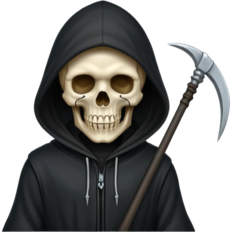 zoomed black hood skull scythe emoji