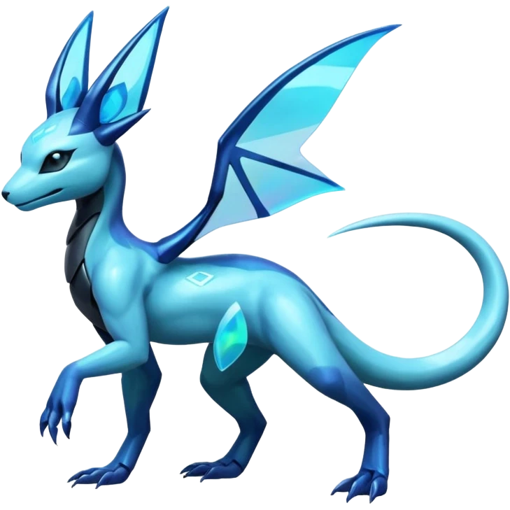 Shiny Futuristic Salandit-Glaceon-Fakémon-hybrid-creature (full body)  emoji