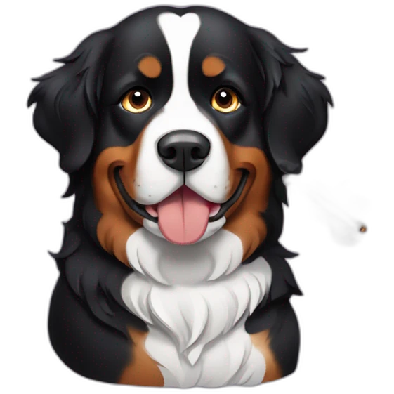 bernese mountain dog wearing smoking emoji