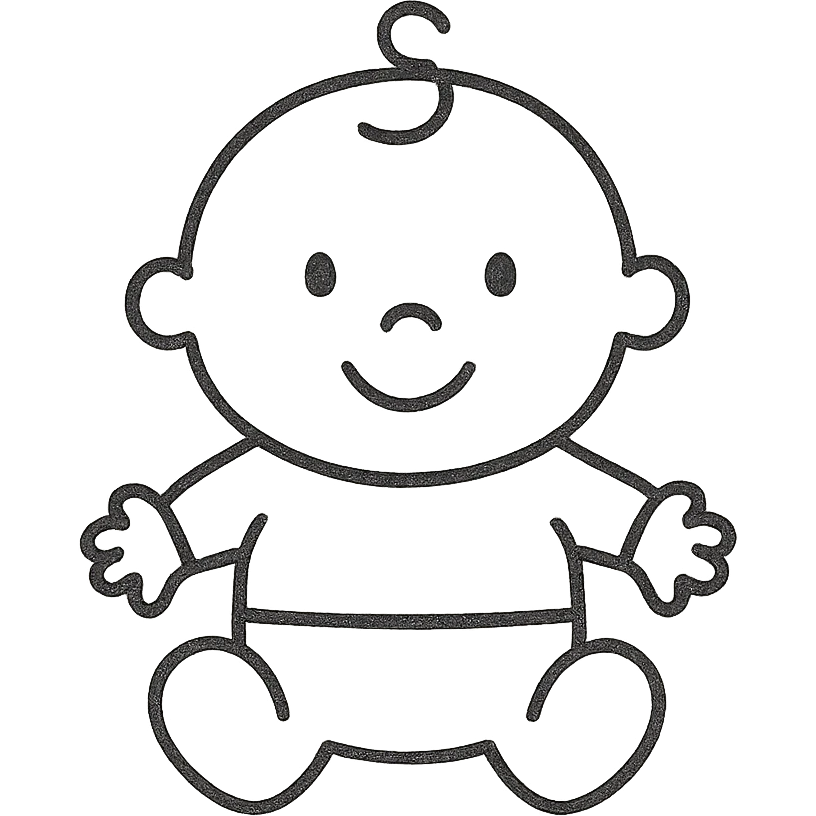 hand-drawn outlined icon of a baby emoji