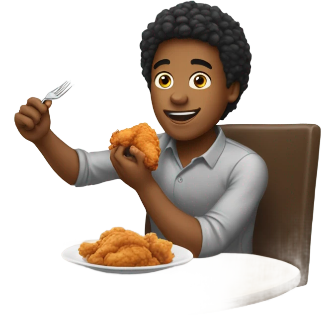A guy eating chicken  emoji