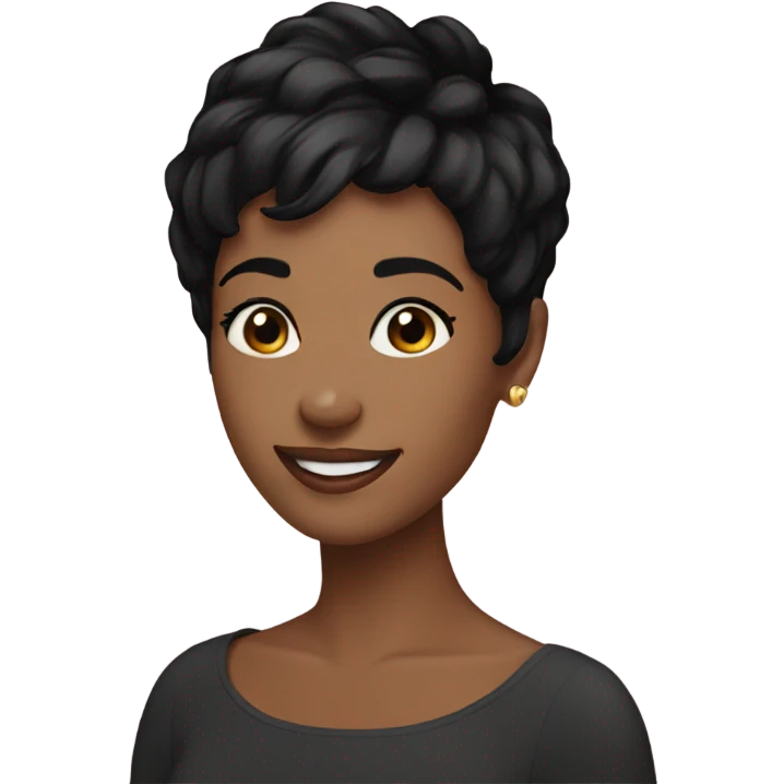 woman pixie cut black hair smiling emoji