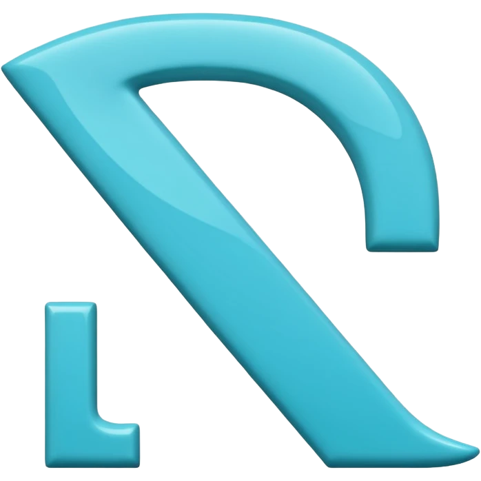Greek letter nu (ν) in vibrant cyan color emoji