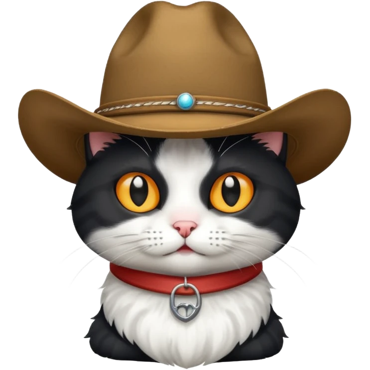 Black and white cat with a cow boy hat on emoji