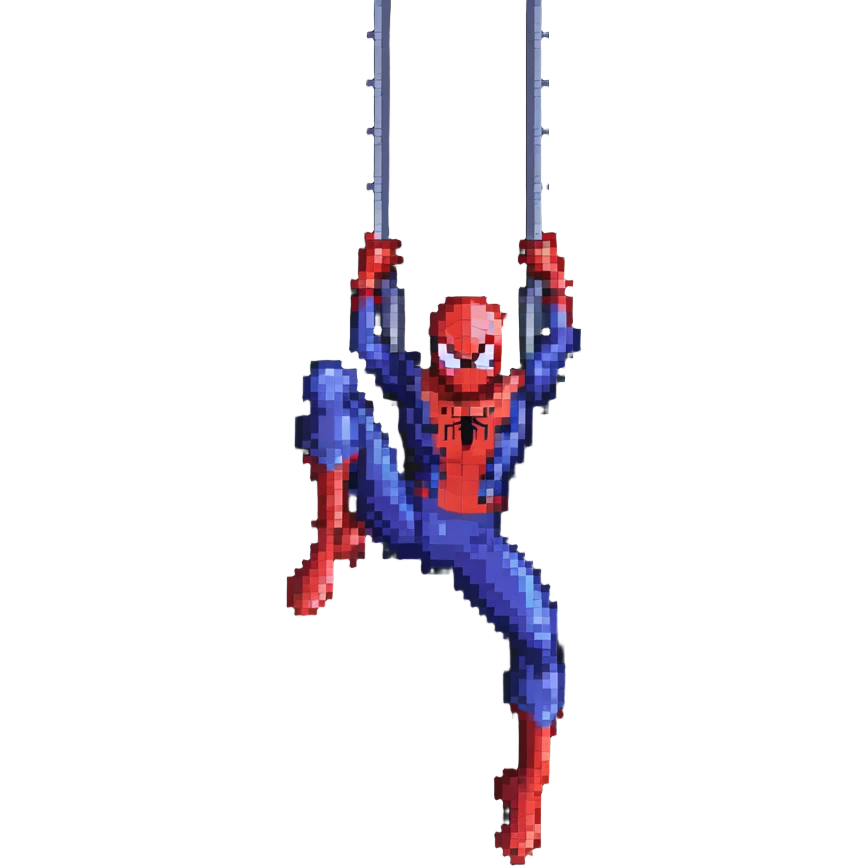 Spider-Man swinging from a web emoji