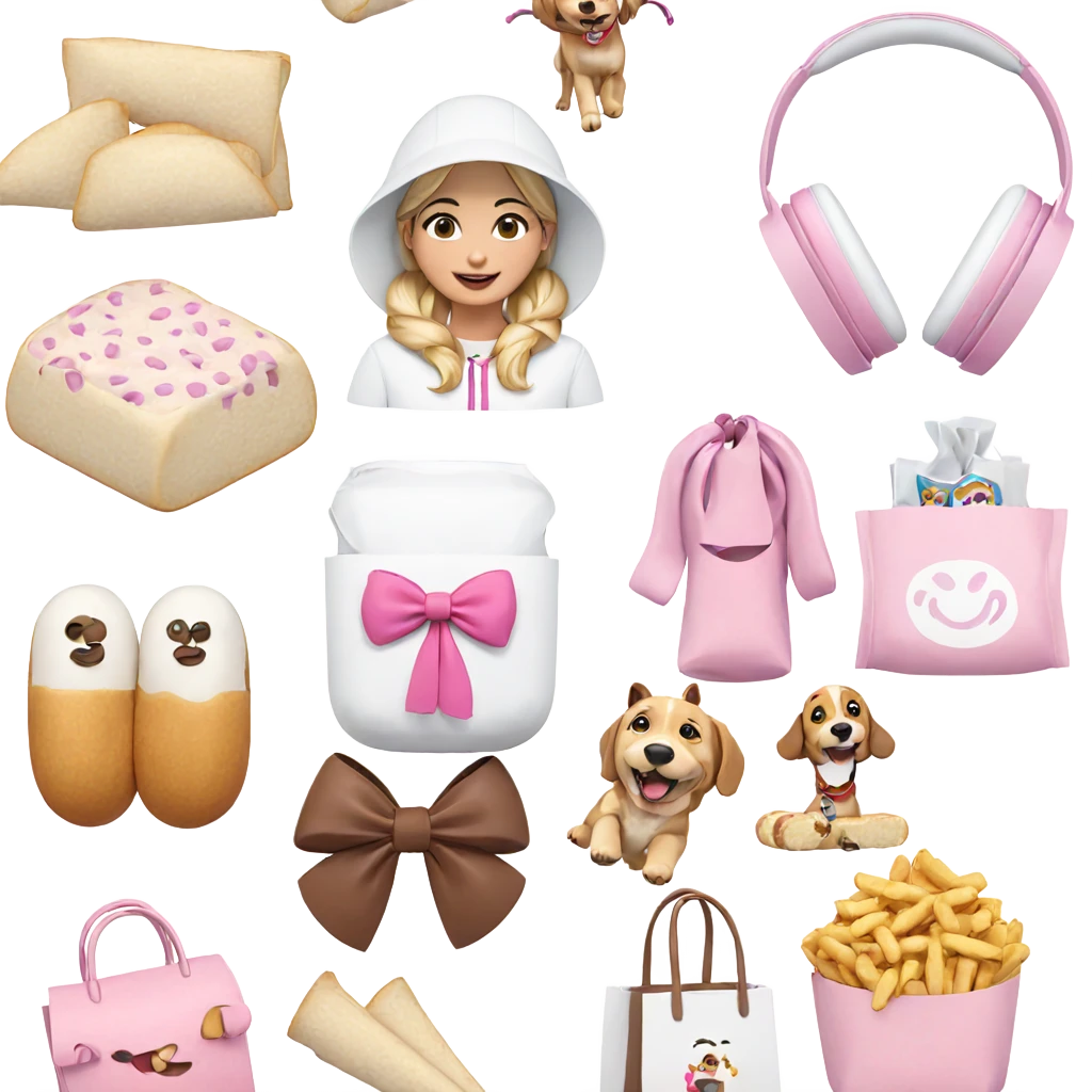 happy girl with snacks and dog emoji