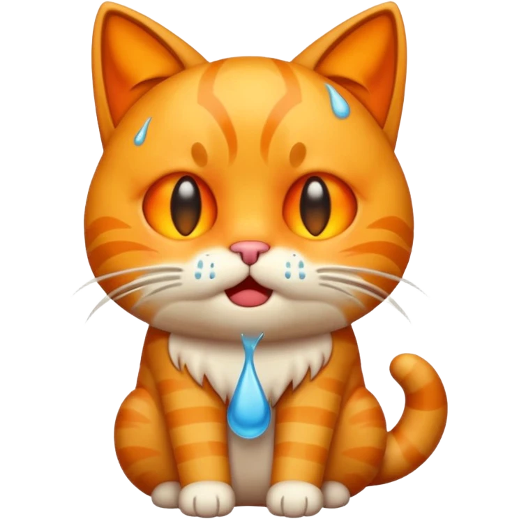 Emoji cat full body hurt and crying orange emoji