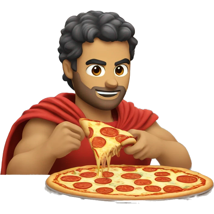 greek-italian superhero eating pizza emoji