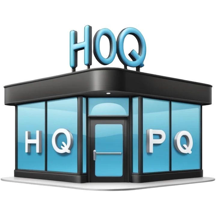 modern shop with the word HQ in the sign emoji