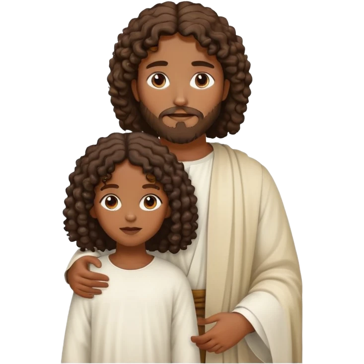 Jesus with a black girl with curly hair  emoji