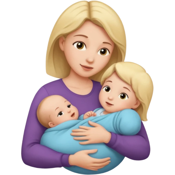Mom holds the baby in her arms facing each other emoji