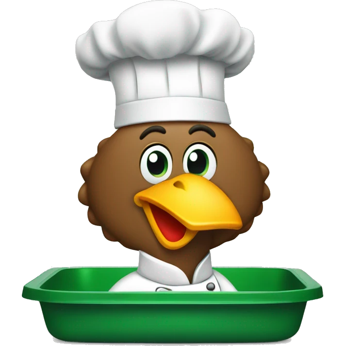 turkey chef with empty green tray emoji