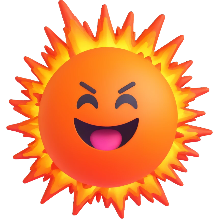 dynamic explosion with fiery effects, representing raiding action in Rust, modern emoji style emoji