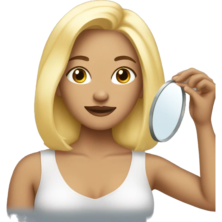 beauty woman looking in the mirror with blonde hair   emoji