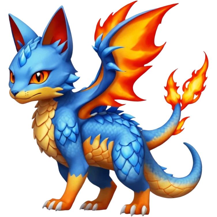 Gabite-Veemon-Digimon-Peppercat-Pokémon-Flamedramon-fusion-animal-hybrid-creature, Full body  emoji