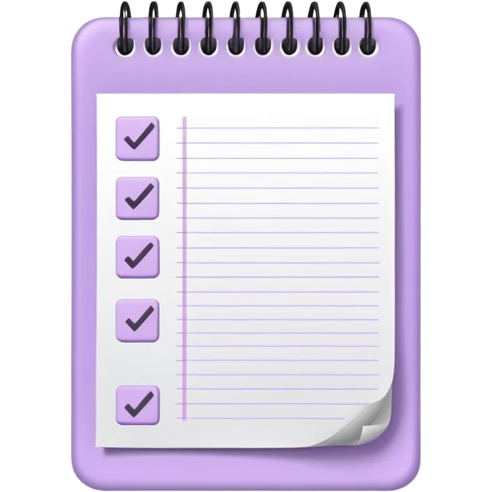 pale purple notepad with checkmarks emoji