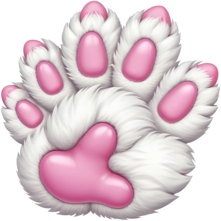 Fluffy white cat paw with six toes emoji