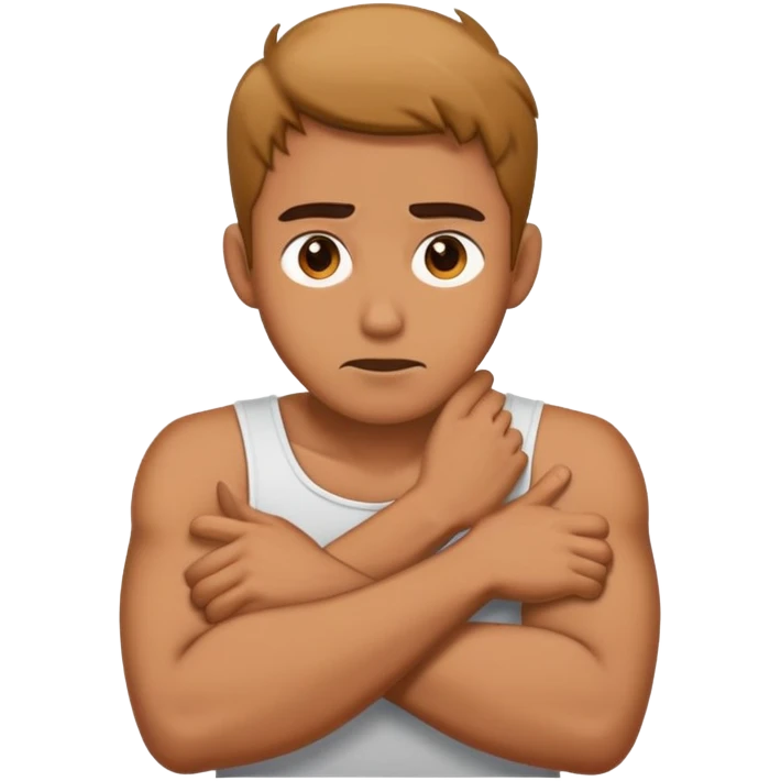 Guy mad crossing his arms over his neck emoji