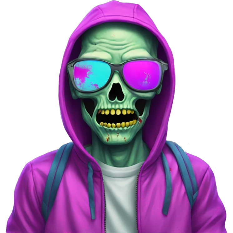 Vaporwave zombie hacker emoji
