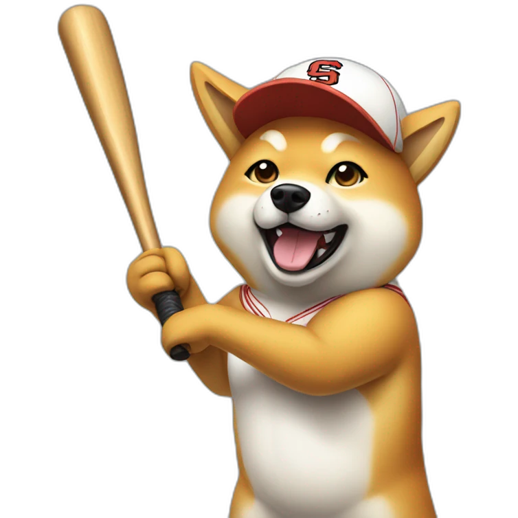 baseball player shiba-with-baseball-bat emoji
