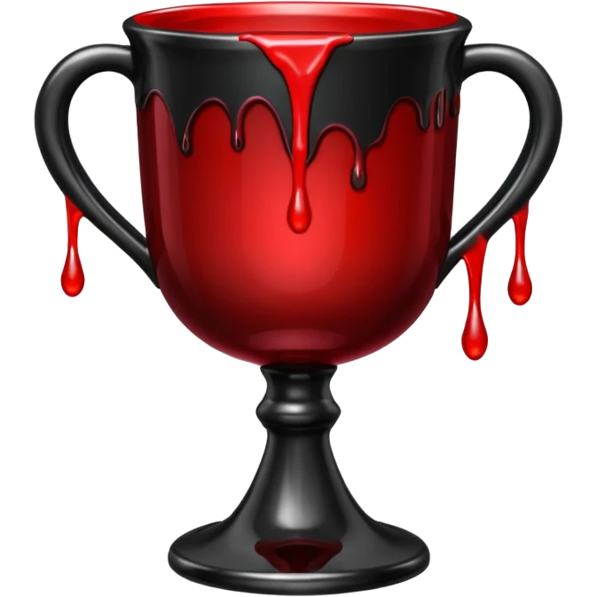 Dark gothic chalice with red liquid dripping, iOS emoji style, clean lines, high contrast emoji