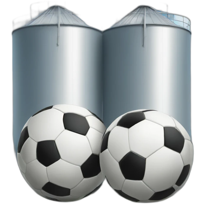 two-soccer-balls-in-front-of-a-single-silo-in-the-centre emoji