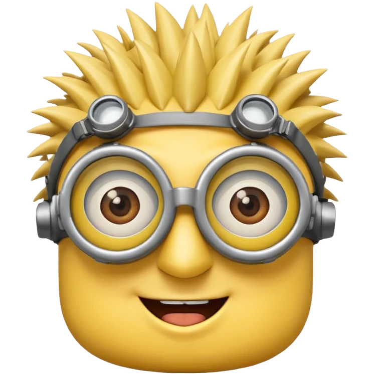 Minion emoji with a round head like normal emojis and a smurk like this emoji but a minion so basically that emoji with the goggles and the hair and not a funny head shape 😏 it should look like an actual minion not a human with African braids and a female minion  emoji