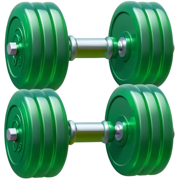 A simple emoji-style icon of a transparent green plastic gym dumbell logo, folder envelope, slightly open, with clean edges, soft shine, and subtle shading, conveying fitness organization and active lifestyle. emoji