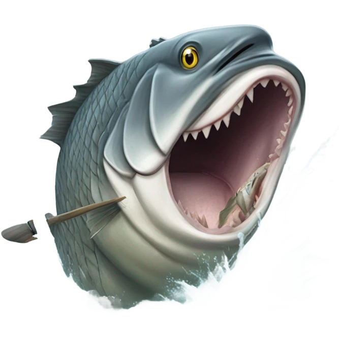 Sturgeon fighting fishermen  emoji