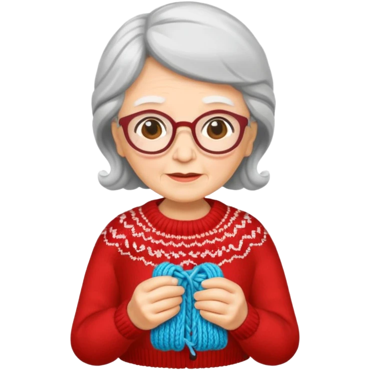 knitting grandma red sweater emoji