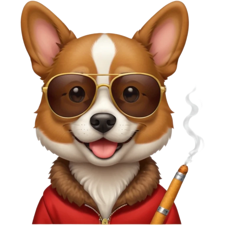 Perro con un cigarro y gafas de sol emoji