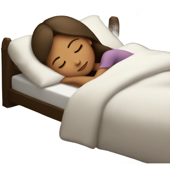 Sleeping girl with brown hair dreaming about peace emoji