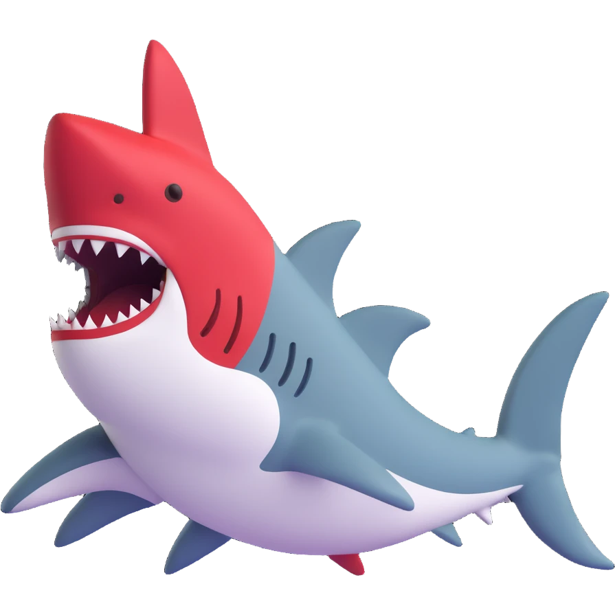 shark with red and white Jordans on fins and back fin emoji