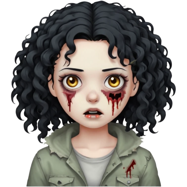 Zombi girl curly hair emoji