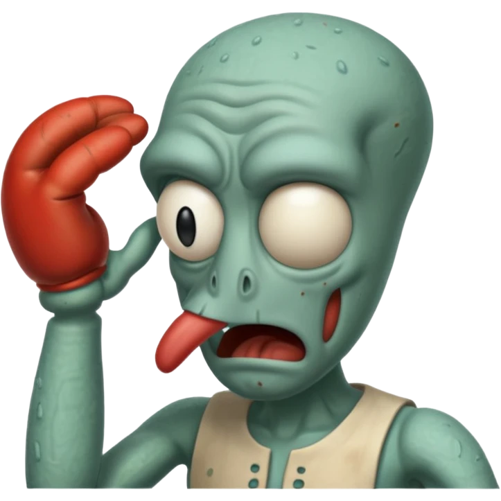 Squidward getting beat up by mr Krabs  emoji