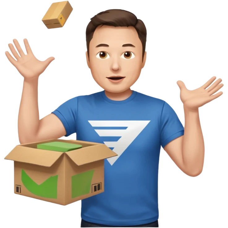 elon musk throwing amazon box in the air emoji