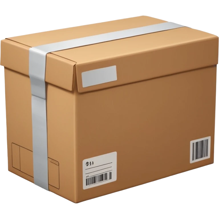  cardboard delivery box with a shipping label and tape. Rounded, glossy, smooth, soft shadows, white background.


 emoji