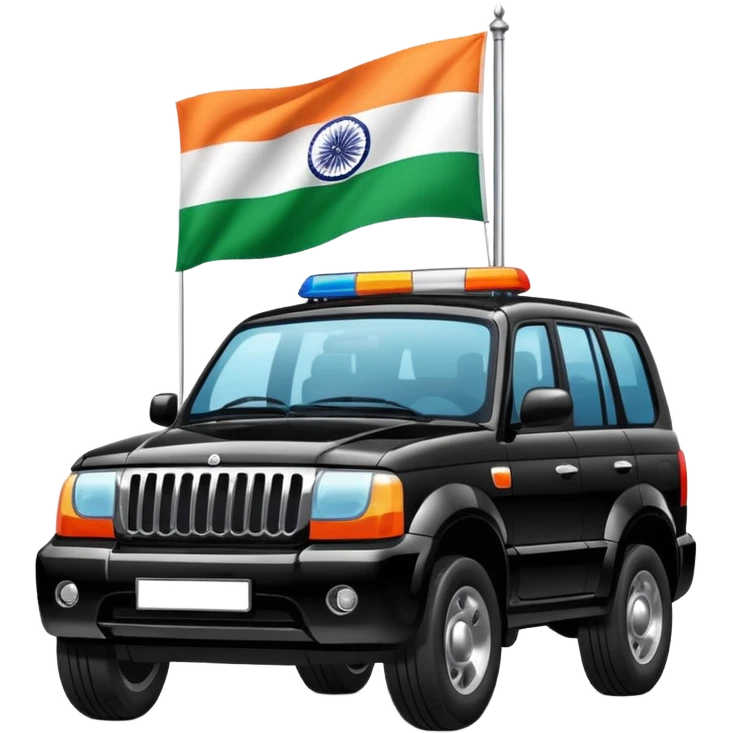 Black car fo officers India suv Indian.flag emoji