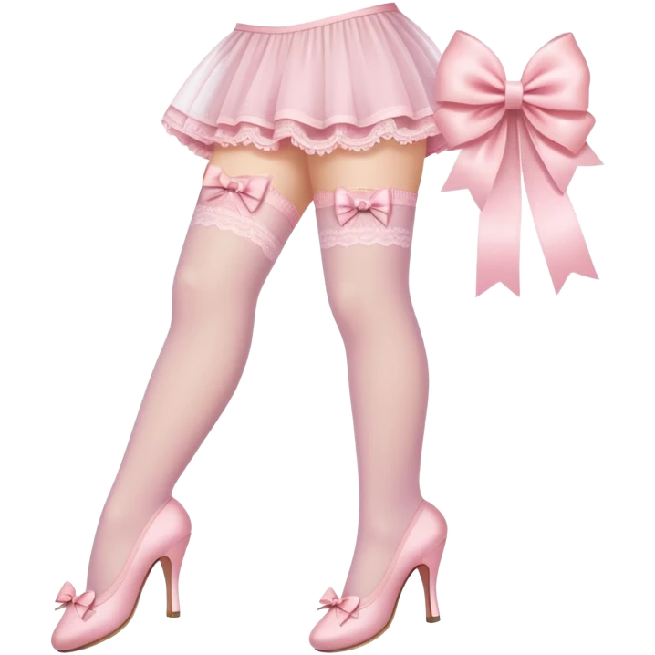 light pink laced stockings with bow emoji