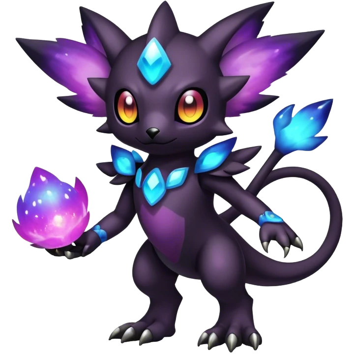 Cute cool colorful dark nebula fantasy-Fakemon-Digimon-animal-hybrid full body emoji