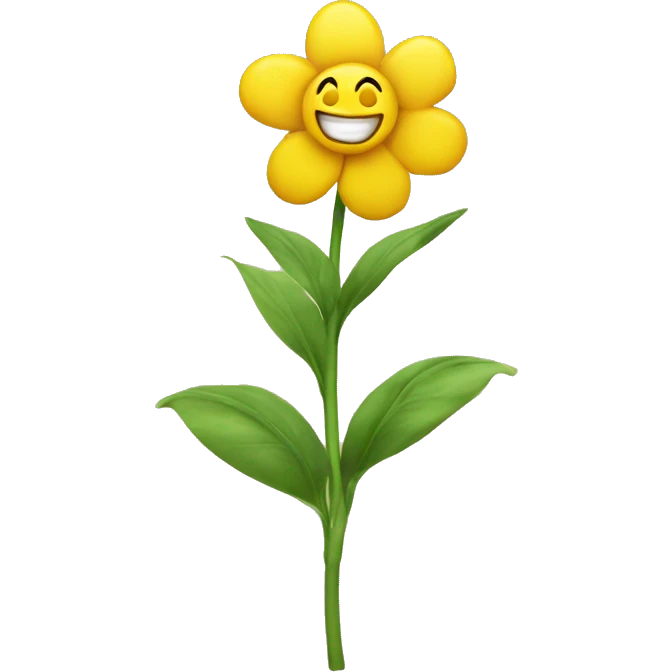 Yellow Flower with smiling face emoji