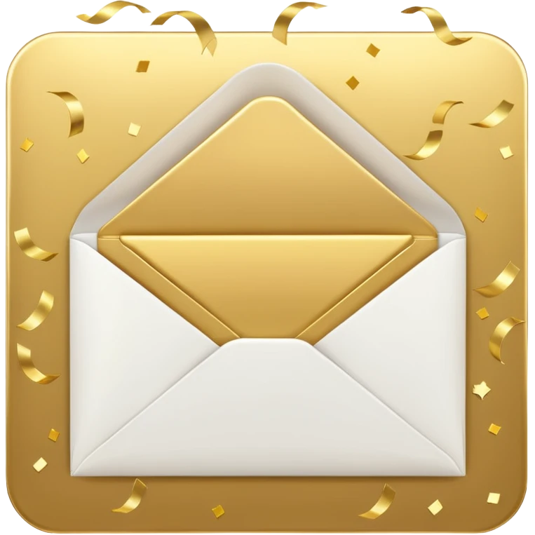 white envelope surrounded gold confetti emoji
