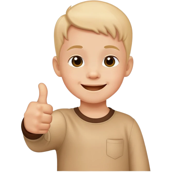 child giving a thumbs up after eating all their food, cheerful and cute emoji