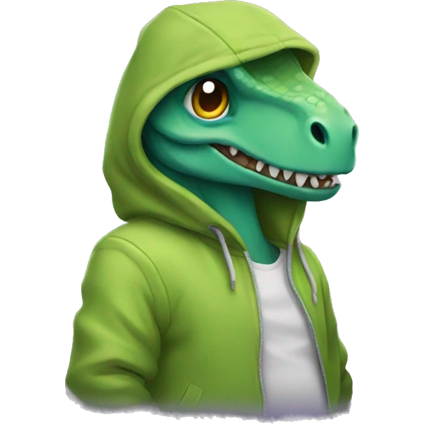 Dinosaur with a hoodie emoji