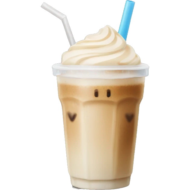 Ice latte with straw and ice  emoji