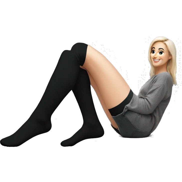 Plain Black over knee socks emoji