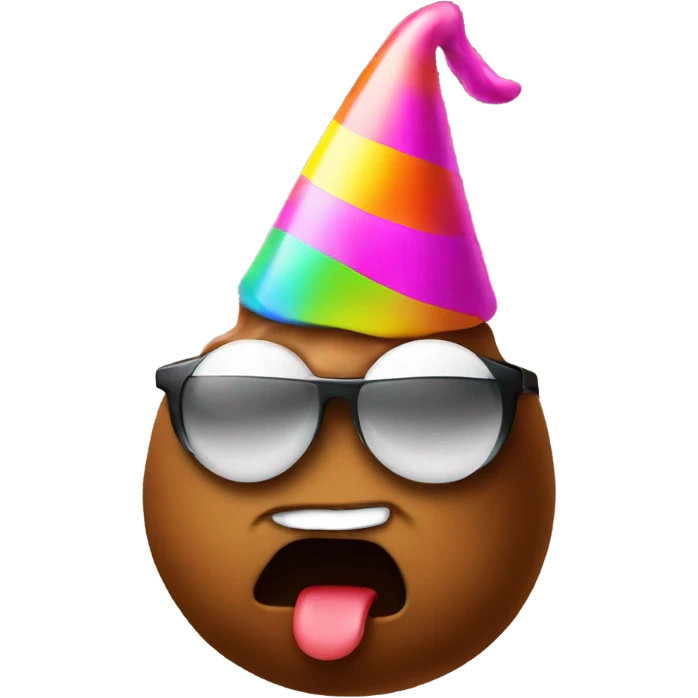 Poop with sunglasses and party hat  emoji